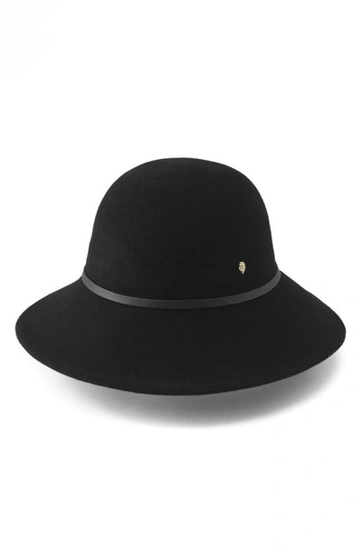 Shop Helen Kaminski Alto 9 Wool Hat In Black/ Black