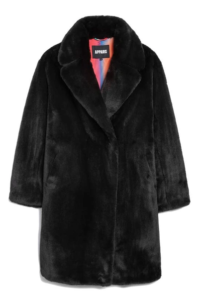Shop Apparis Stella Pluche™ Faux Fur Coat In Noir