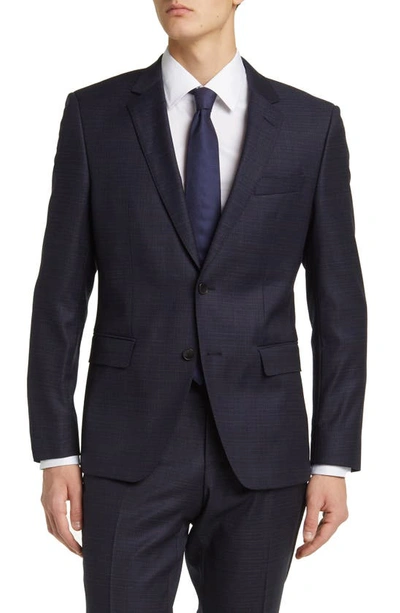 Shop Hugo Boss Boss Huge Stretch Virgin Wool Suit In Dark Blue