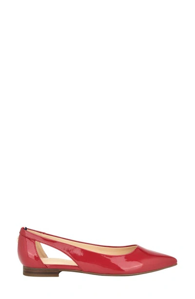 Shop Tommy Hilfiger Velahi Pointed Toe Flat In Medium Red