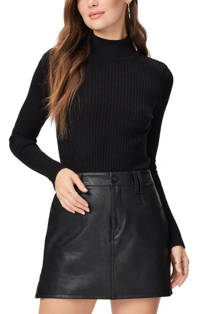 Shop Paige Tarra Faux Leather Miniskirt In Black