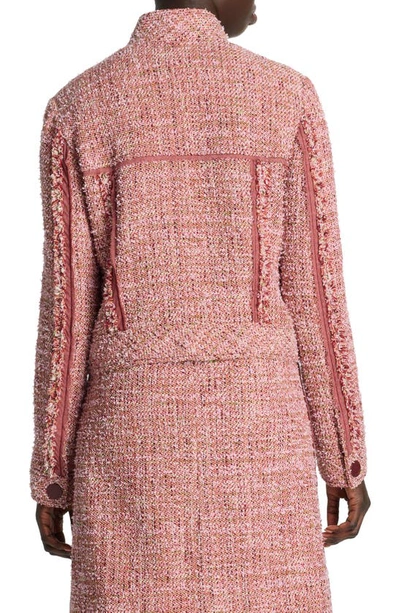Shop St John Boxy Tweed Crop Jacket In Petal Pink/ Cranberry Multi