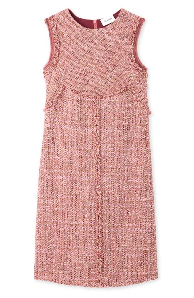 Shop St John Sleeveless Tweed Sheath Dress In Petal Pink/ Cranberry Multi