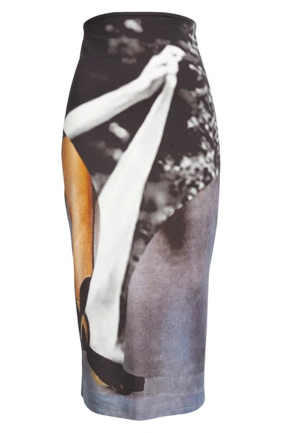 Shop Elliss Stomp Stretch Organic Cotton Jersey Skirt In Grey Print Multi