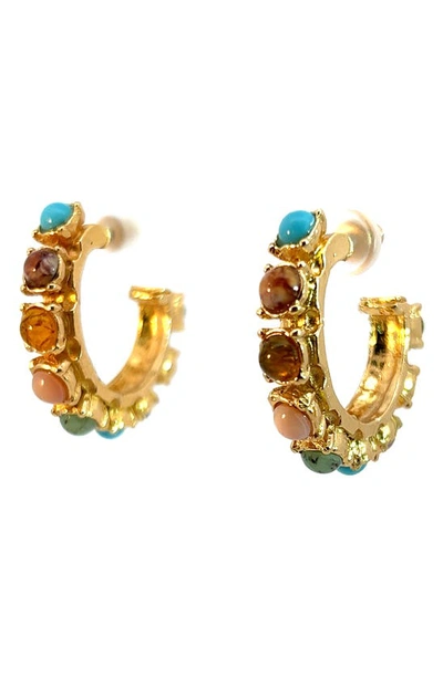 Shop Gas Bijoux Bo Semiprecious Stone Hoop Earrings In Gold