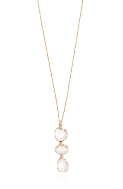 Shop Gas Bijoux Sireine Pendant Sautoir Necklace In Yellow Gold/ Crystal