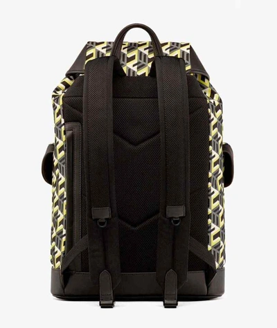 Shop Mcm Brandenburg Yellow/black Cubic Monogram Unisex Nylon Backpack In Multicolor