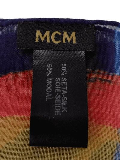 Shop Mcm Lemon Chrome Silk/modal Jacquard Brushed Logo Edge Scarf In Yellow Lemon