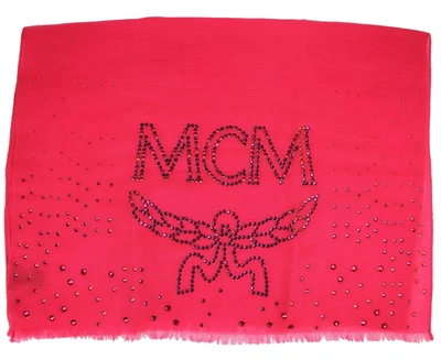 Shop Mcm Women's Magenta Love Potion Cashmere With Crystal Logo Scarf Mef9smm14uf001