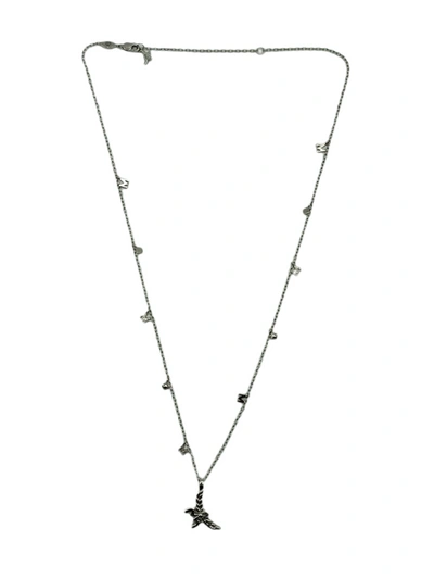 Shop Mcm Women's Silver 3d Logo Laurel Charm Pendant Necklace