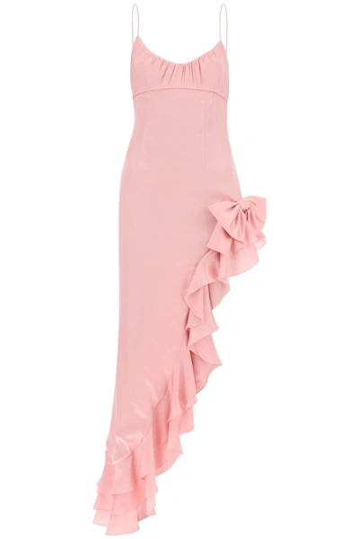 Shop Alessandra Rich Asymmetrical Dress With Frills In Pink