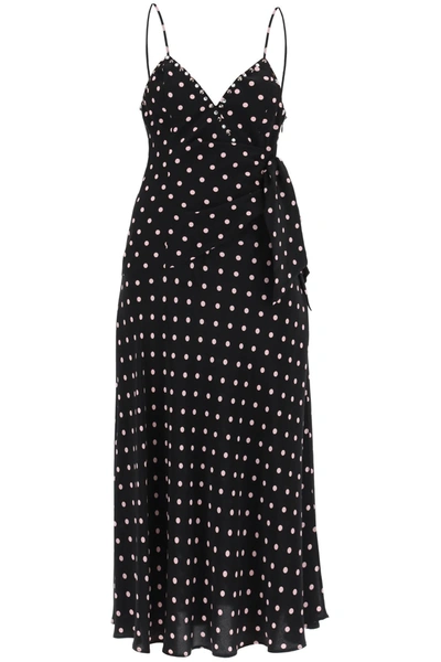 Shop Alessandra Rich Polka Dot Slip Dress With Studs And Rhinestones In Mixed Colours