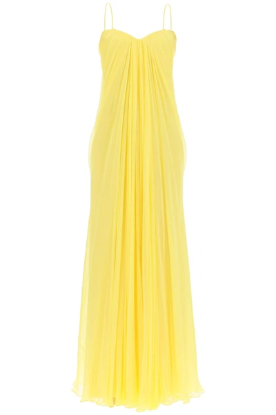 Shop Alexander Mcqueen Silk Chiffon Bustier Gown In Yellow