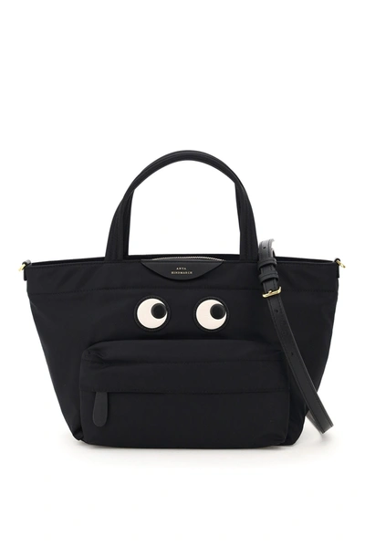Shop Anya Hindmarch Mini Eyes E/w Tote Bag In Black