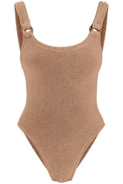 Shop Hunza G . Domino Swimsuit In Brown