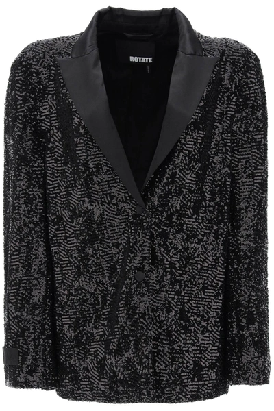 Shop Rotate Birger Christensen Oversized Sequin-studded Blazer In Black