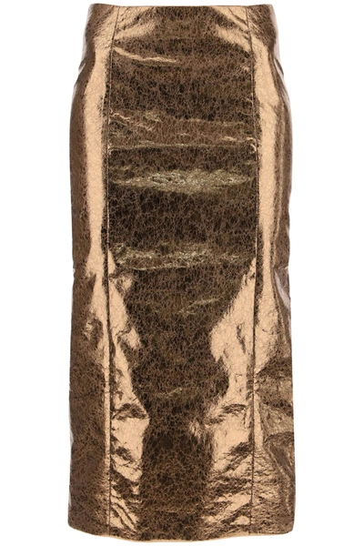Shop Rotate Birger Christensen Textured Laminated Pencil Skirt In Metallic