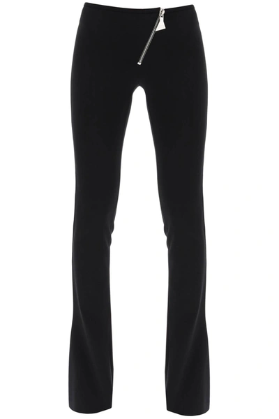 Shop Attico Bootcut Pants With Slanted Zipper In Black