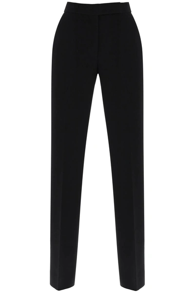Shop Tory Burch Straight Leg Pants In Crepe Cady In Black