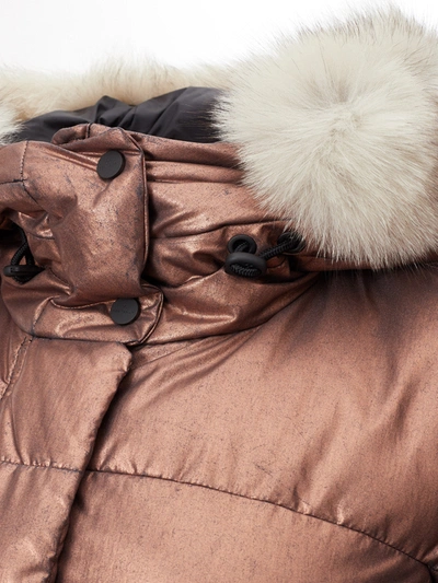 Shop Peuterey Elegant Bronze Quilted Jacket With Fox Fur Women's Collar In Brown