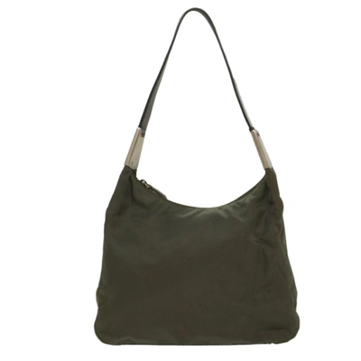 Shop Prada Hobo Khaki Synthetic Shoulder Bag ()