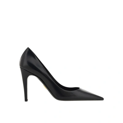 Shop Prada Leather Pumps In Black