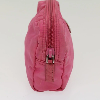 Shop Prada Tessuto Pink Synthetic Clutch Bag ()