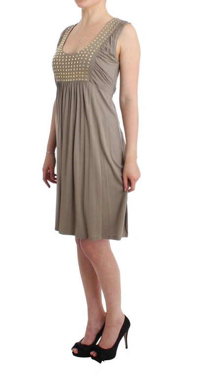 Shop Roccobarocco Studded Sheath Knee-length Dress In Women's Beige