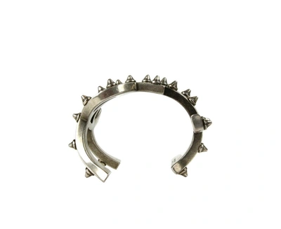 Shop Saint Laurent Women's Silver Aged Brass Metal Monogram Bracelet