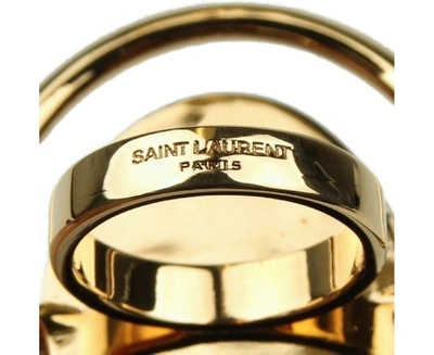 Shop Saint Laurent Women's Silver Center Brass Metal Oval Ring In Gold
