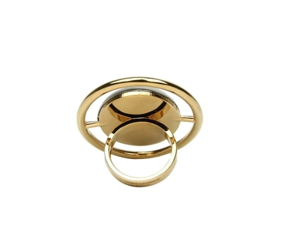 Shop Saint Laurent Women's Silver Center Brass Metal Oval Ring In Gold