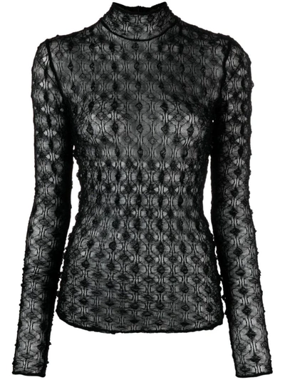 Shop Isabel Marant Toxani Mock-neck Lace Top In Black