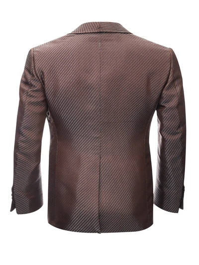 Shop Tom Ford Elegant Bronze Silk Smoking Men's Jacket In Brown