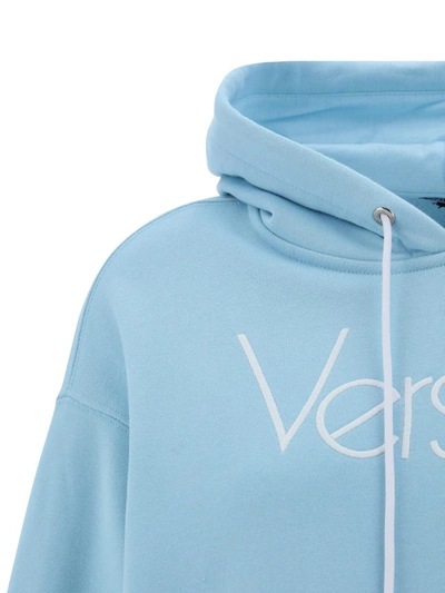 Shop Versace Sweatshirts In Pale Blue+bianco