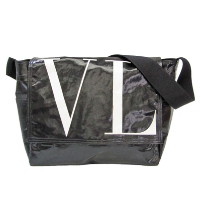Shop Valentino Garavani Vltn Black Canvas Shoulder Bag ()