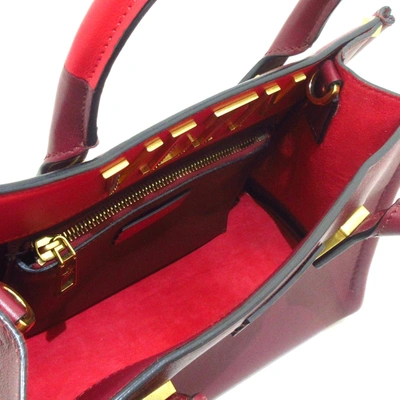 Shop Valentino Garavani Vltn Burgundy Leather Tote Bag ()