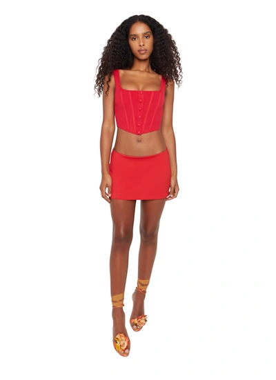 Danielle Guizio Ny Micro Mini Stretch Skirt In Red