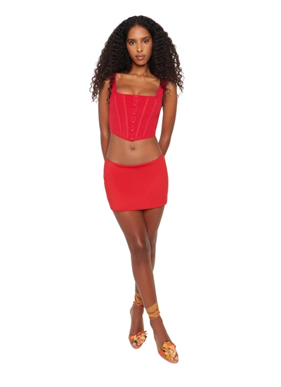 Danielle Guizio Ny Micro Mini Stretch Skirt In Red