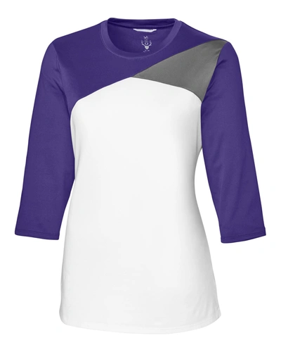 Shop Cutter & Buck Cbuk Ladies' Swift Long-sleeve Colorblock Tee Shirt In Purple