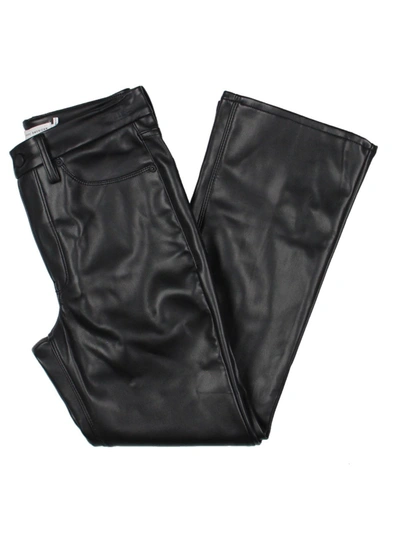 Shop Good American Womens Faux Leather Crop Bootcut Pants In Black