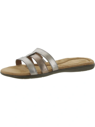 Shop Array Sarasota Womens Leather Slip On Slide Sandals In Gold