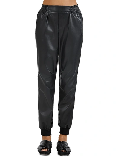 Shop Atm Anthony Thomas Melillo Womens Faux Leather High Rise Jogger Pants In Black