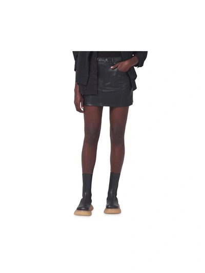 Shop Citizens Of Humanity Womens Short Recycled Leather Mini Skirt In Black