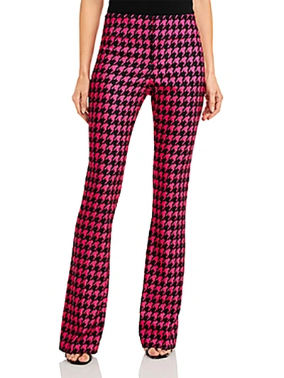 Shop Alice And Olivia Womens Houndstooth Mid-rise Bootcut Pants In Red