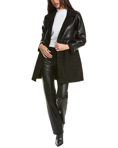 Shop Pascale La Mode Reversible Double-breasted Coat In Black