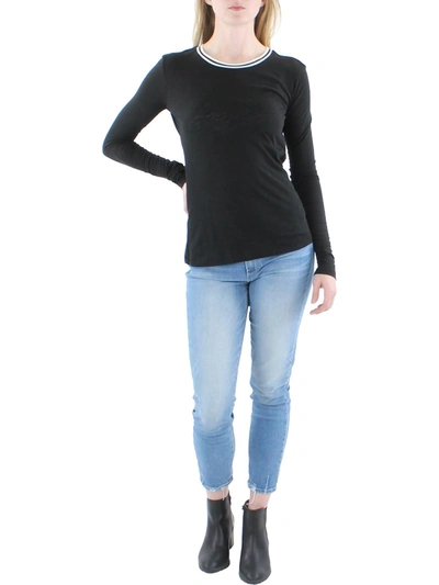 Shop Goldie Womens Crewneck Contrast Trim T-shirt In Black