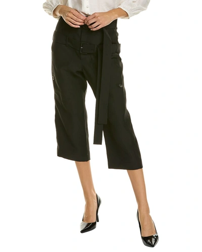 Shop Lanvin Belted Wool & Silk-blend Pant In Black