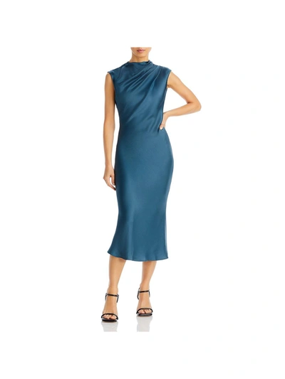 Shop Anine Bing Samantha Womens Silk Sleeveless Midi Dress In Blue