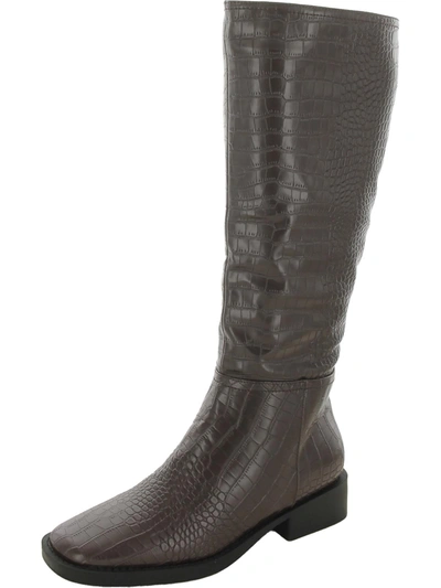 Shop Olivia Miller Womens Faux Leather Croc Print Knee-high Boots In Multi