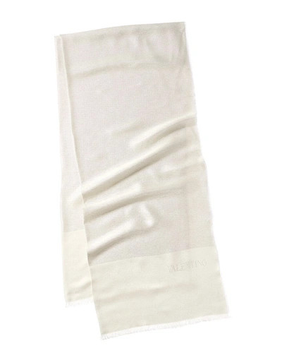 Shop Valentino Logo Silk-blend Scarf In White